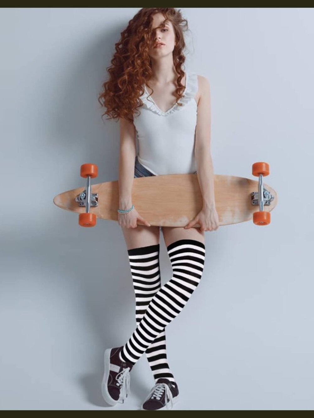 Striped Knee High Socks & Long Fingerless Arm Warmers Set - Picture 6 of 6